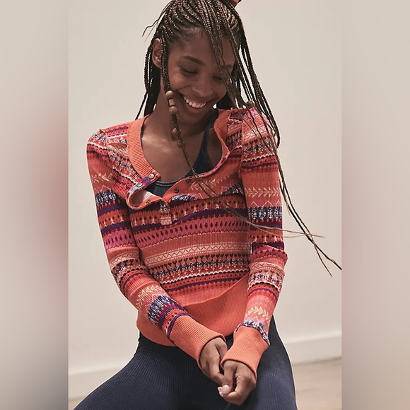 Free People Rally Printed Layer, size M, fired up combo - Picture 2 of 6